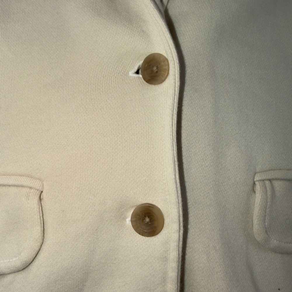 Aerie Women Cream Fleece Knit Blazer Jacket Off-White Medium Soft Lounge Cozy - Picture 5 of 9